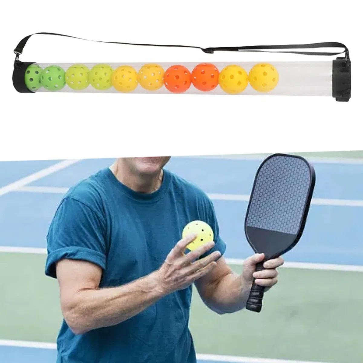 Tubo Raccogli-Palline da Tennis, capacità 12 Palline, Raccogli-Palline da Tennis Superiore