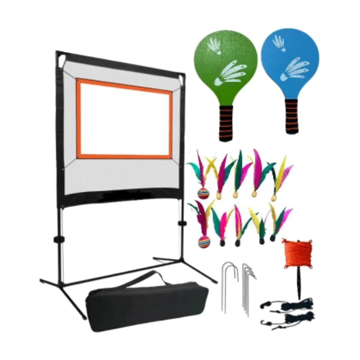 Rete da Badminton Portatile con Esperienza Completa di | interni ed esterni, include racchette e volani, set di rete da badminton per adulti con borsa per il trasporto.