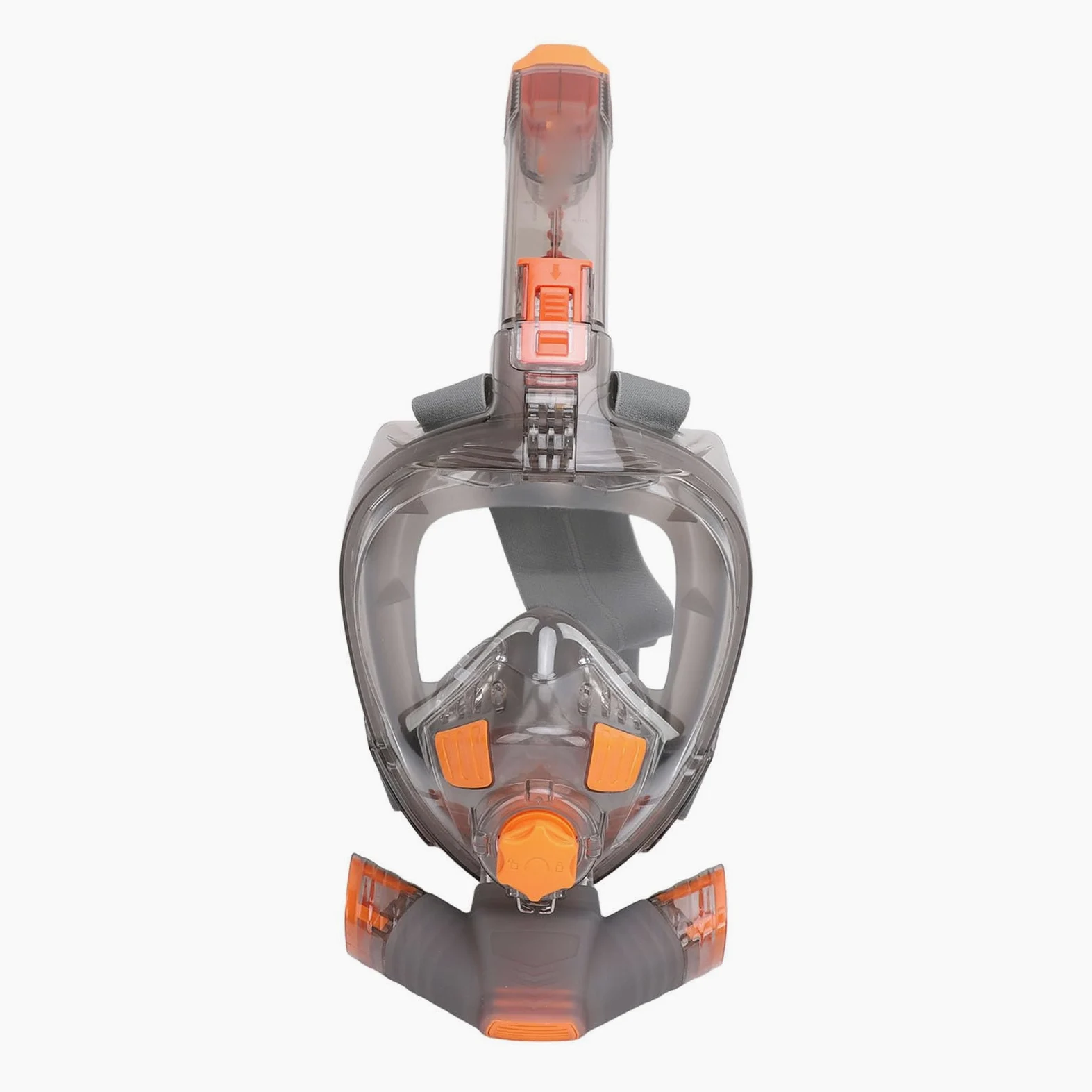Occhialini da Snorkeling Integrali con Tecnologia Antiappannamento e Vista Panoramica a 180 Gradi per Avventure di Snorkeling - Arancione Grigio