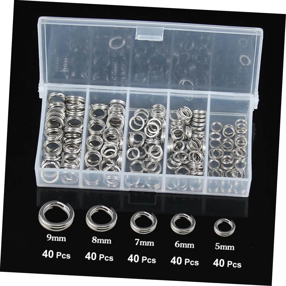 Mipcase 200 Pezzi anello per attrezzatura da pesca Resistente e durevole anelli spaccati in acciaio inossidabile pesca con doppi anelli spezzati doppia apertura anello diviso connettore
