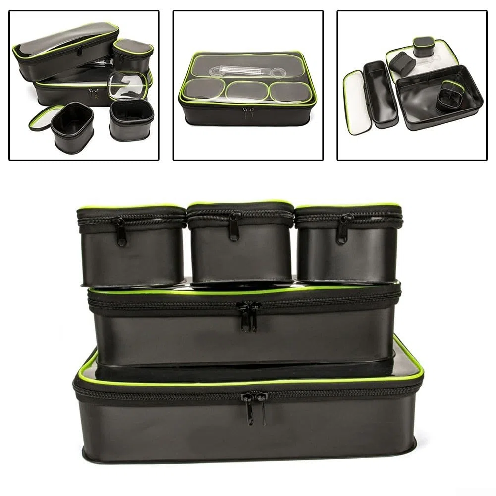 Borsa impermeabile per pesca organizer 5 in 1 EVA Carp Bag Set di secchi per pesci vivi Kit scatola per attrezzatura da pesca secchio da pesca nero