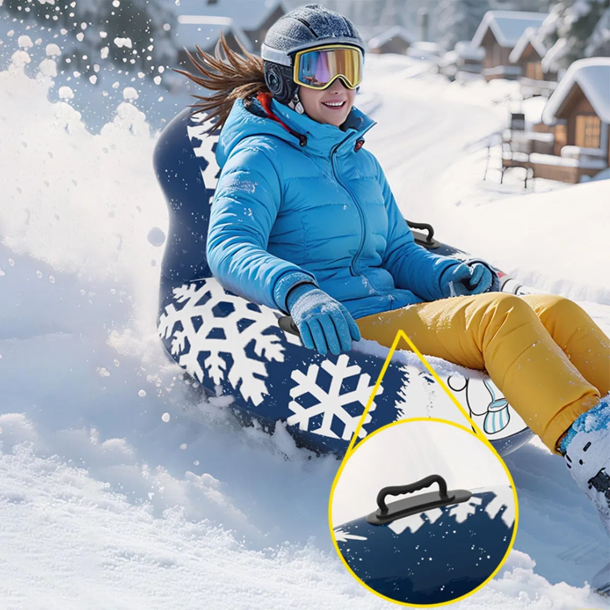 Slittino Gonfiabile per Neve Cerchio Gonfiabile Da Neve Con Maniglia | Anello da Slittino Rinforzato Per Inverno Strada Pista Piscina Spiaggia Raduno Sport