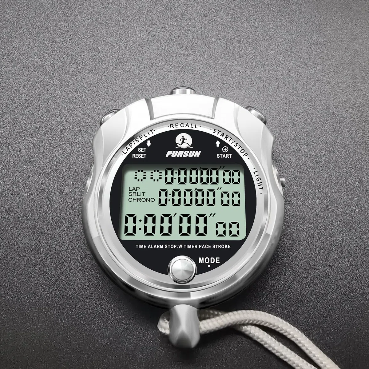 Cronometro con retroilluminazione, cronometro in metallo, memoria 400 giri con timer da 0,01 secondi, conto alla rovescia, cronometro per sport, competizioni, giochi