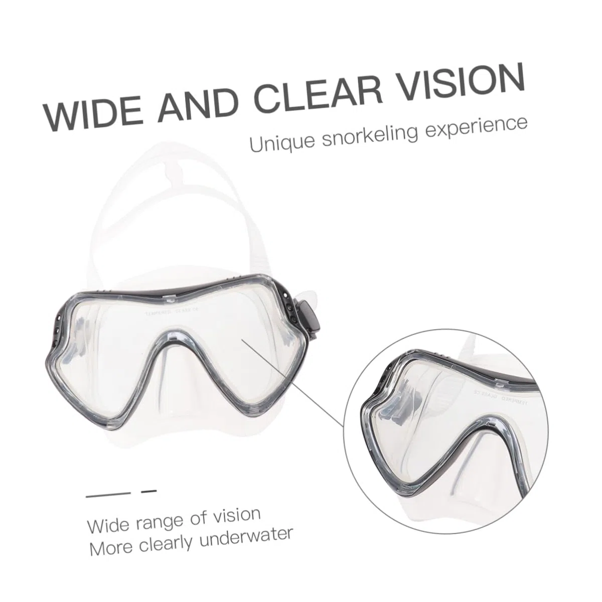 Set Maschera da Snorkeling in Silicone Nero per Uomini e Donne | Grande Capacità, Apertura Rapida, per Attività Subacquee e Snorkeling, Completo