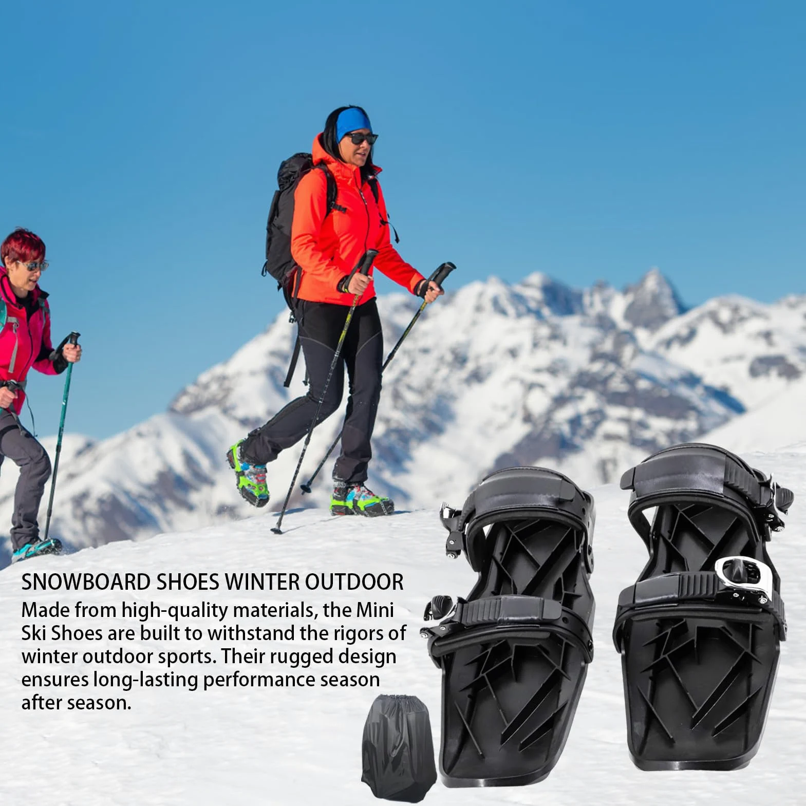 Scarpe da skate portatili – Attacco universale per sci, piccola attrezzatura | clip per scarpe per scivolare in discesa pendenze da viaggio trekking avventure ad alte prestazioni componente invernale