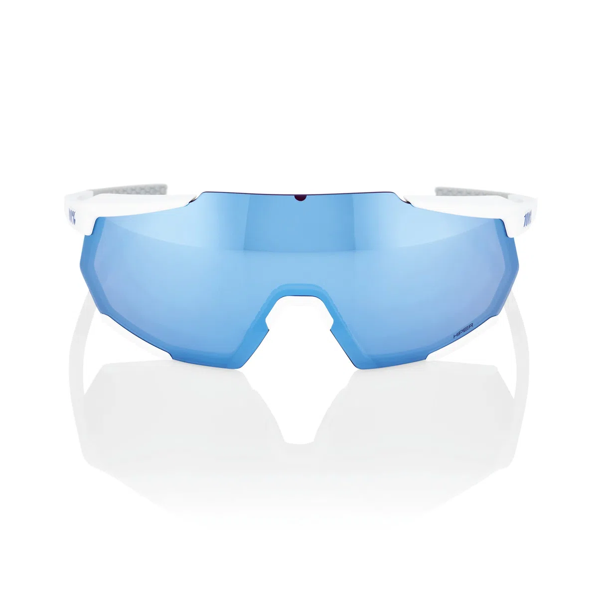 100% OCCHIALI DA SOLE RACETRAP 3.0 - MATTE WHITE - LENTI HIPER A SPECCHIO BLU MULTILAYER