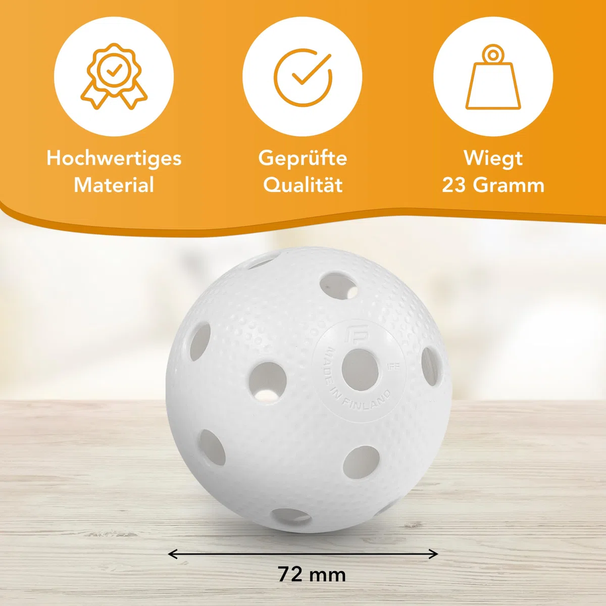 Fat Pipe Team Edition - Pallone da gioco ufficiale in plastica PE, 24 pezzi, con certificazione IFF, diametro 72 mm, colore: Bianco
