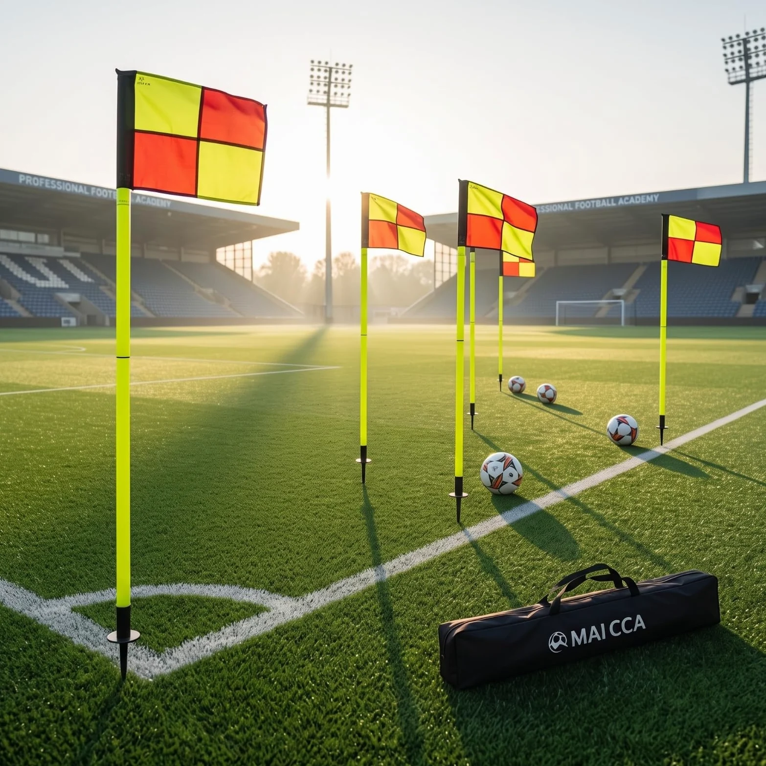 kowaku 4 Pezzi Kit Bandierine per il Calcio Picchetto Portatile Bandiera d’angolo con urevole Attrezzatura Sportiva per Allenatori