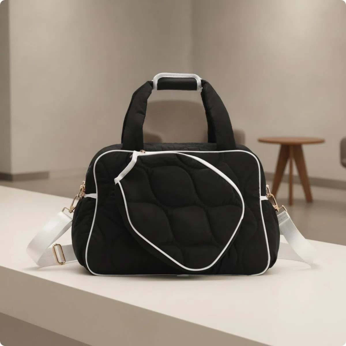 Borsa da Tennis Spaziosa Borsone | Trapuntata, Resistente All'acqua, Borsa con Tracolla Regolabile, per Allenamento, Tennisti