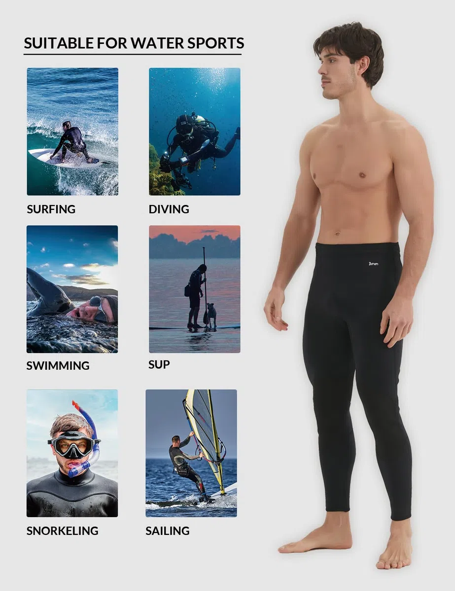 Lemorecn Mute, pantaloni in neoprene da 3 mm, per nuoto, canoa