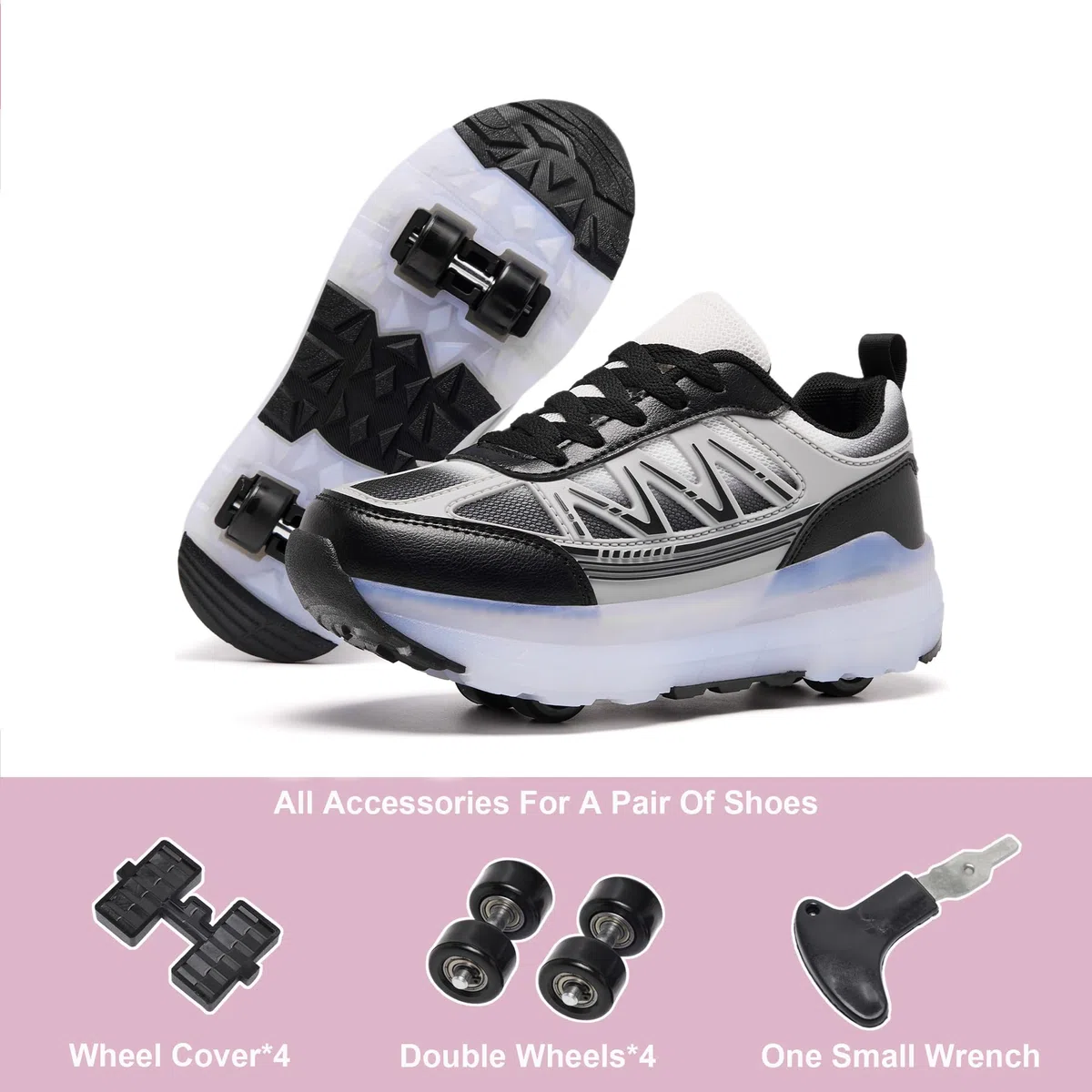 Scarpe da skate a rotelle per donne e ragazze, con ruote staccabili, adatte per Halloween, Natale, feste di compleanno
