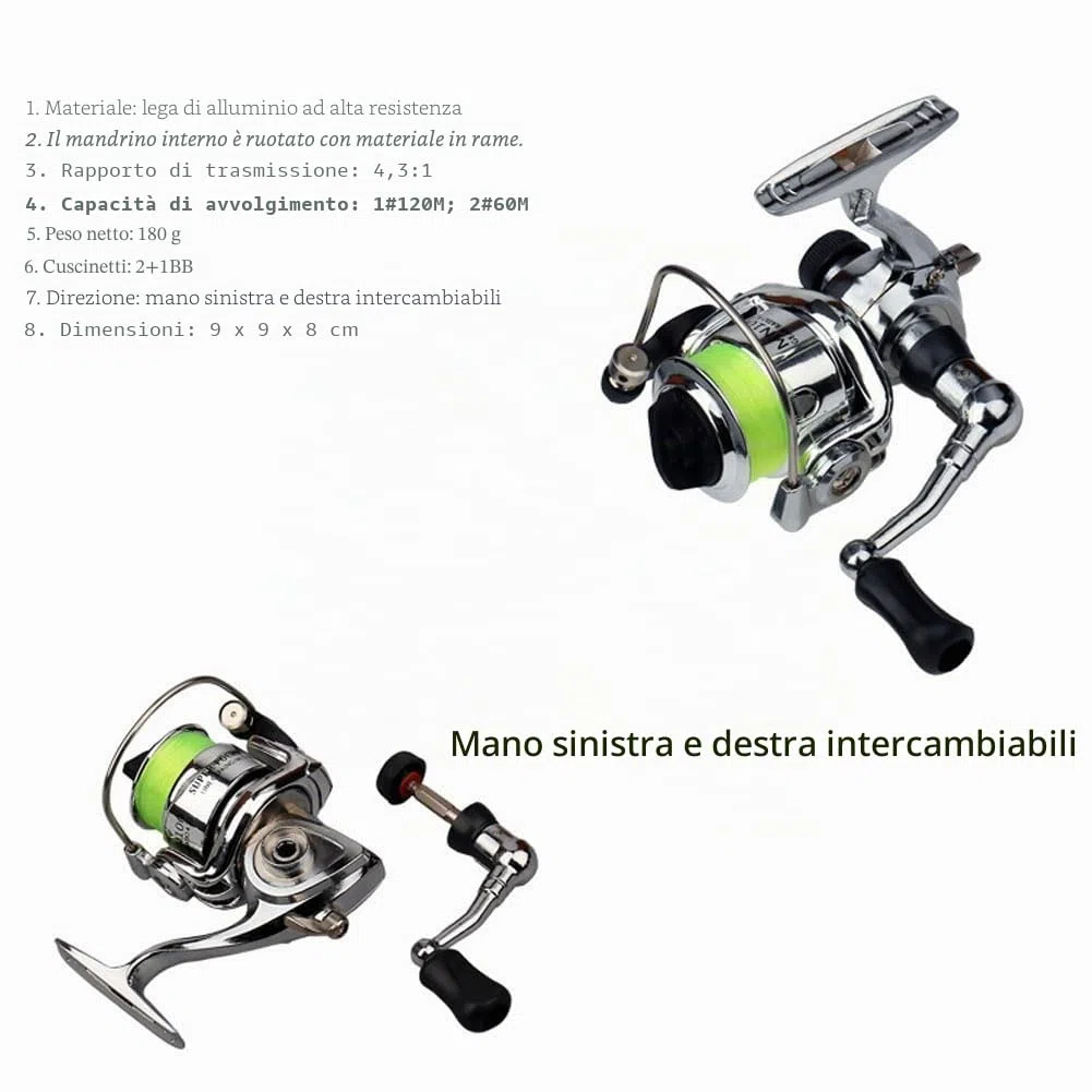 Set di canne da pesca, 1,4 m/55 penne, canne da pesca e mulinello, mini canne telescopiche con mulinello per acqua dolce