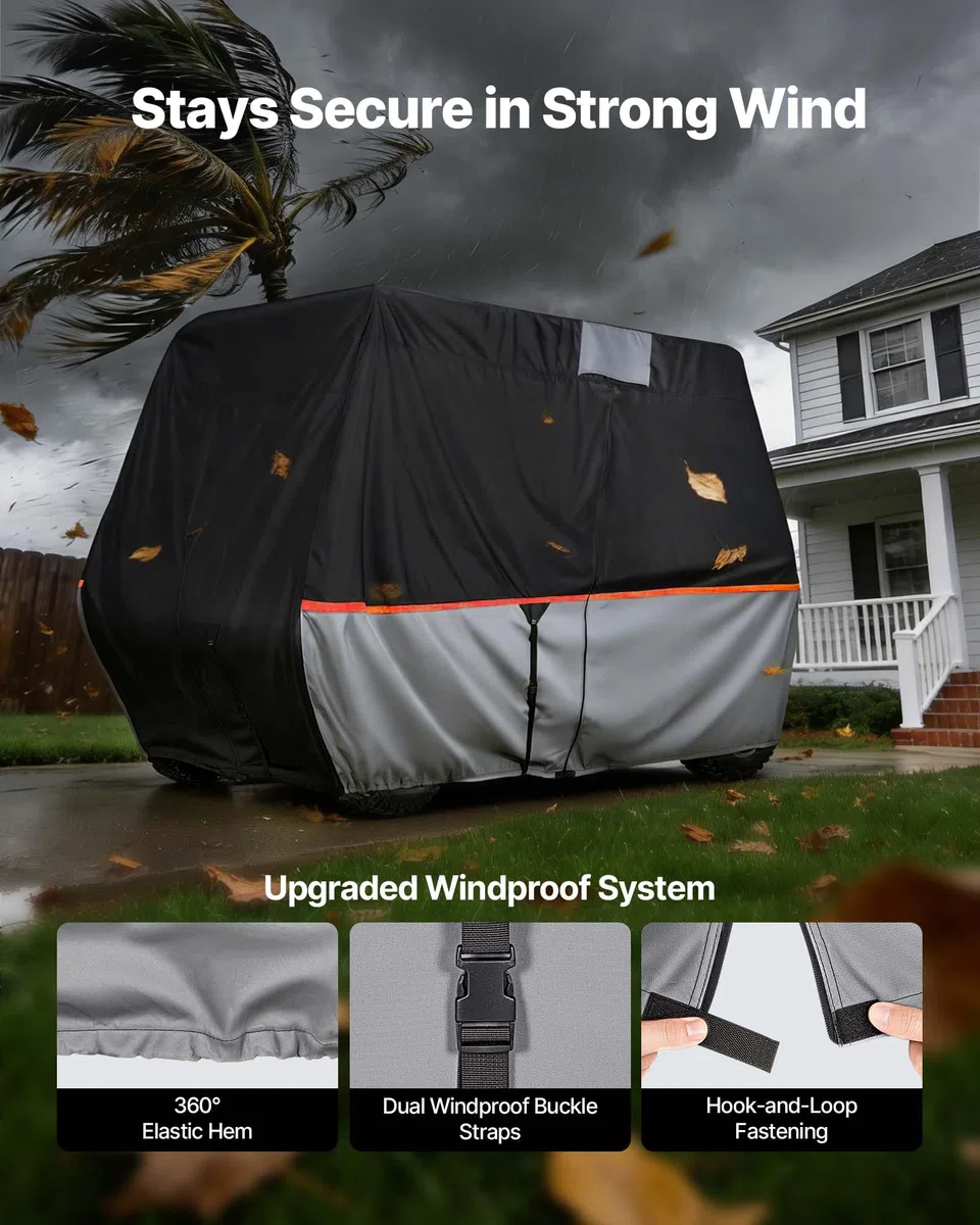 VEVOR Copertura di Protezione da Esterno per Carrello da Golf Copertura Completa con Tessuto Oxford 420D Impermeabile per Golf Cart da 2 o 4 Posti Compatibile con Yamaha EZGO Club Car Honda