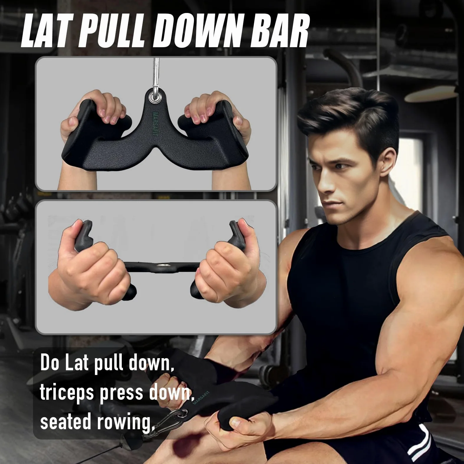 Home Gym Fitness Canottaggio T-bar V-bar Puleggia Cavo Accessori Macchina Allegati Bicipiti Curl Tricipiti Lat Pulldown Press Down Esercizi