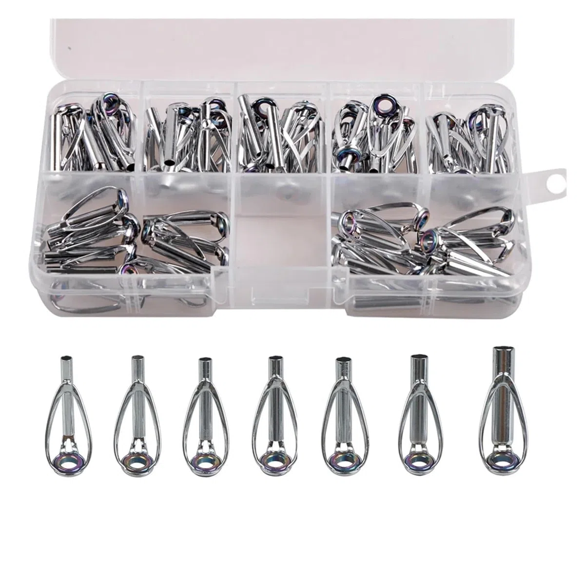 Anelli Canna da Pesca 70 pezzi kit di riparazione punta canna da pesca punte superiori canna di ricambio punte guida anello in acciaio inossidabile forniture da pesca fai da te per Acqua Salata d'Acqu
