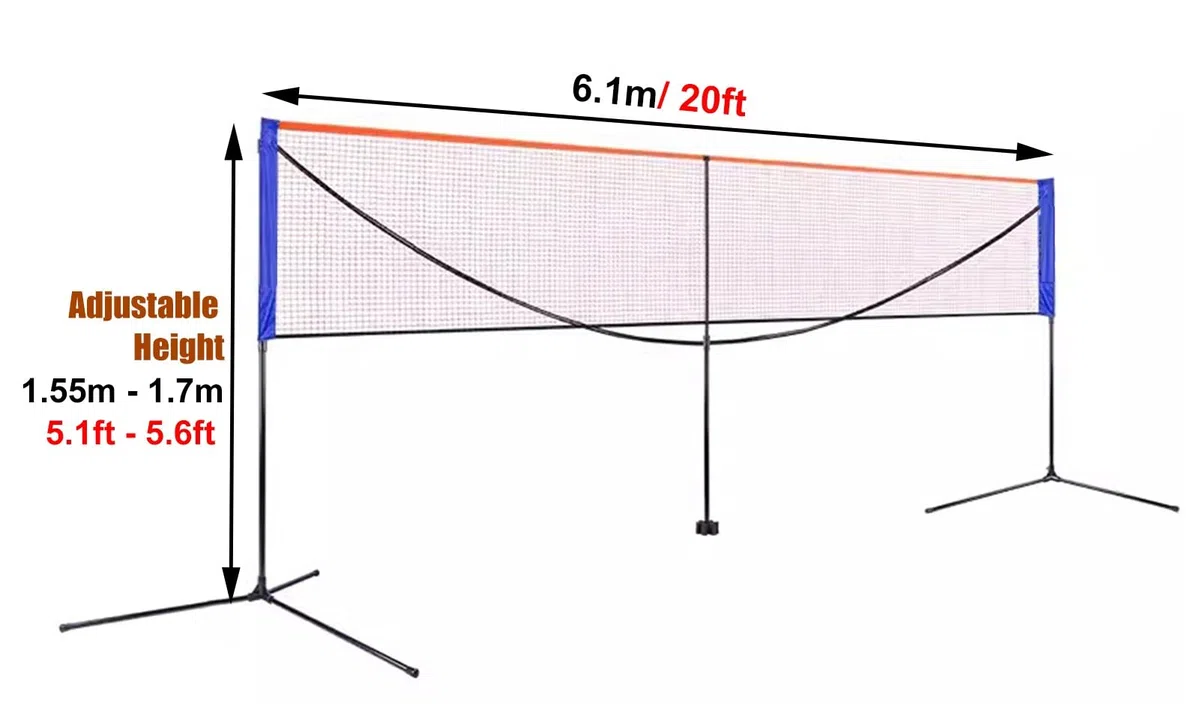 Supporto Per Rete Da Badminton Telaio Portatile Per Rete Da Allenamento Per Badminton, Supporto Per Tennis Da Pallavolo 6M/20Ft Con Borsa Per Il Trasporto, Gioco Di Pickleball/Palla Da Tennis Per Via