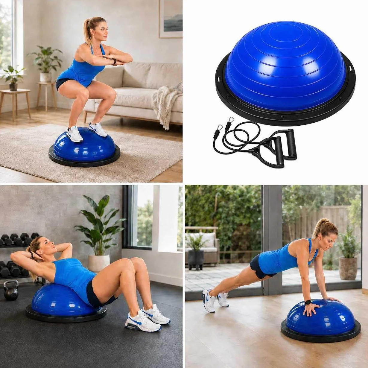 OcioDual Balance Ball Trainer, Mezza Palla Fitness per Equilibrio, Pedana Propriocettiva, Palla Equilibrio Bos Balance, Ball Antiscivolo con Gonfiatore e Fasce di Resistenza
