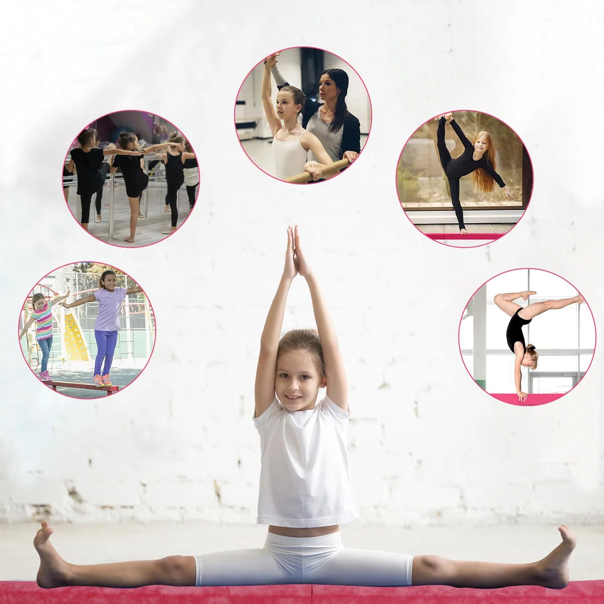 U`King Trave Pieghevole per Ginnastica, 2,1 m, 220 libbre, in Finta Pelle Scamosciata, Pieghevole, Ginnastica, Allenamento, Equilibrio, per Bambini, casa, Palestra, Allenamento, Sport