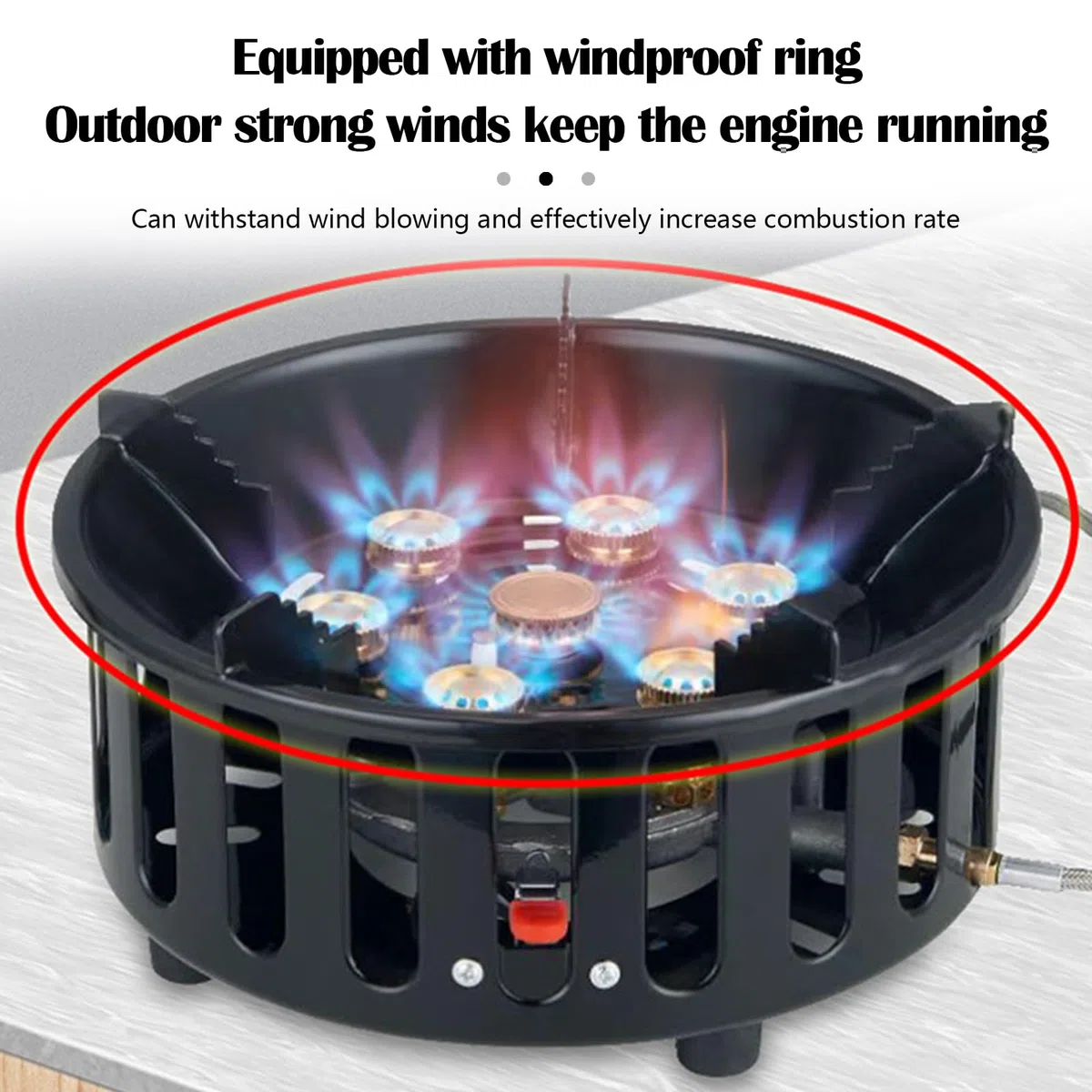 Fornello Campeggio 16800W A Gas Con 3 Adattatori, Antivento Con Accensione Piezoelettrica, Borsa Per Il Trasporto, Piano Cottura Portatile Per Esterno