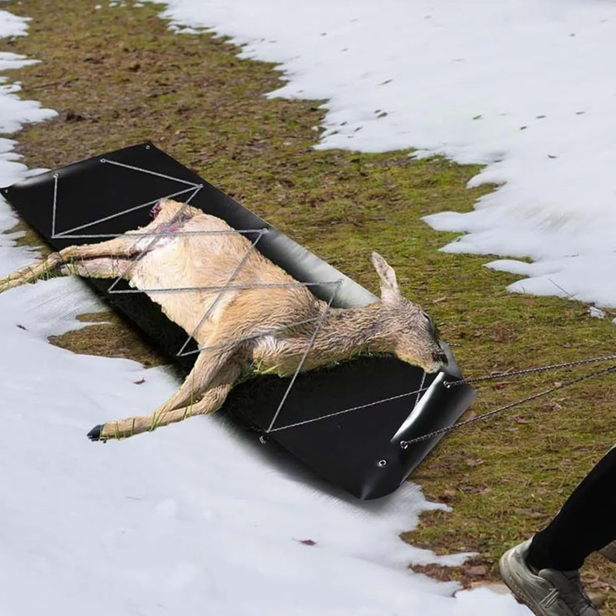Slitta Da Traino Per Cervi carrello scorrevole per traino e trasporto | carrello portaselvaggina robusto con fune Pescatore Tronchi Legna Neve Spiaggia Sabbia Pesca Ghiaccio