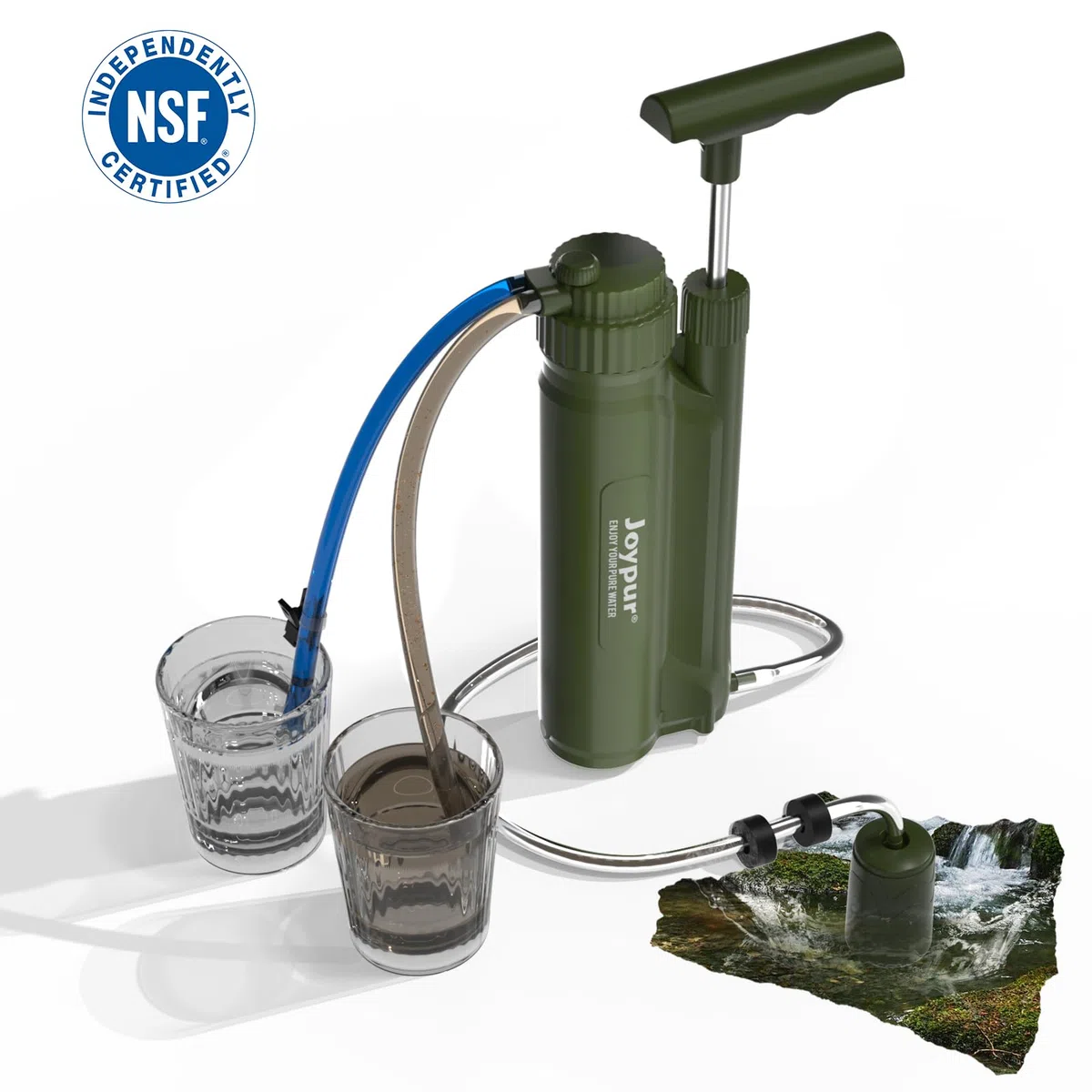 Filtro dell'acqua per esterni con filtro RO depuratore d'acqua per esterni con capacità di filtro da 10000 l filtro dell'acqua potabile per campeggio escursioni emergenze ecc. (Verde)