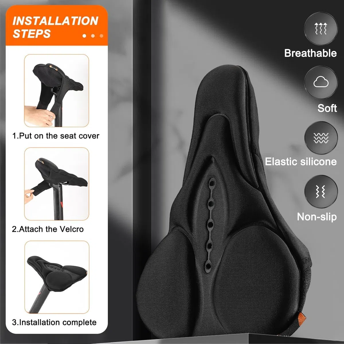 Coprisella per Bicicletta per Trek Fuel Ex 7 2012 2020, Copri Sella Bicicletta Comoda in Memory Foam a Doppio Strato, Coprisella Bici Gel Morbido,Black1