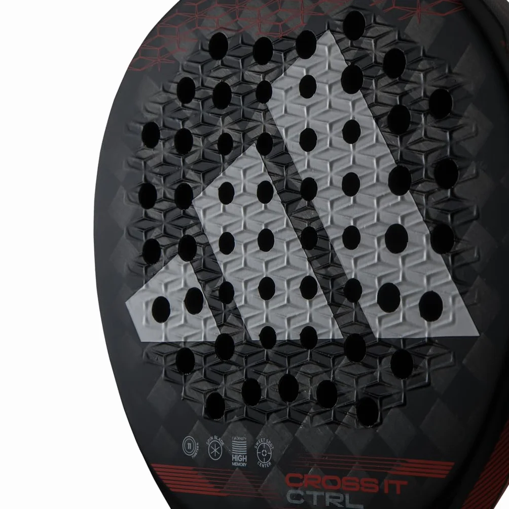 Racchetta da paddle adidas CROSS IT CTRL 3.3, nera, arancione, forma rotonda, gomma EVA ad alta memoria, fibra 15k