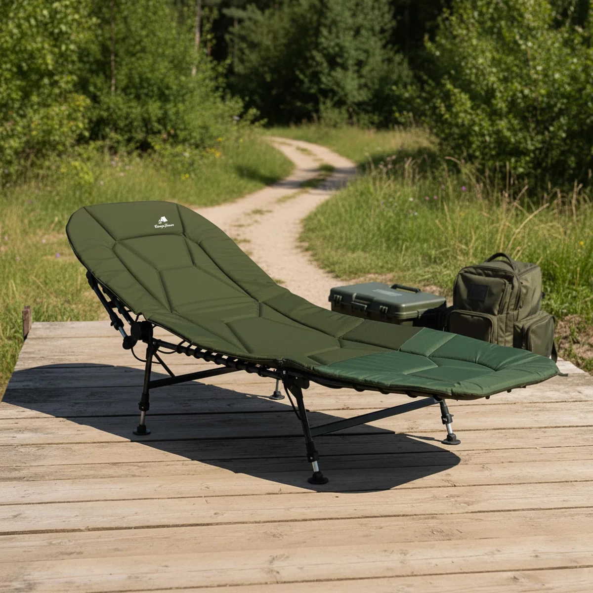 CampFeuer - Sedia da letto per pesca alla carpa, lettino da campeggio