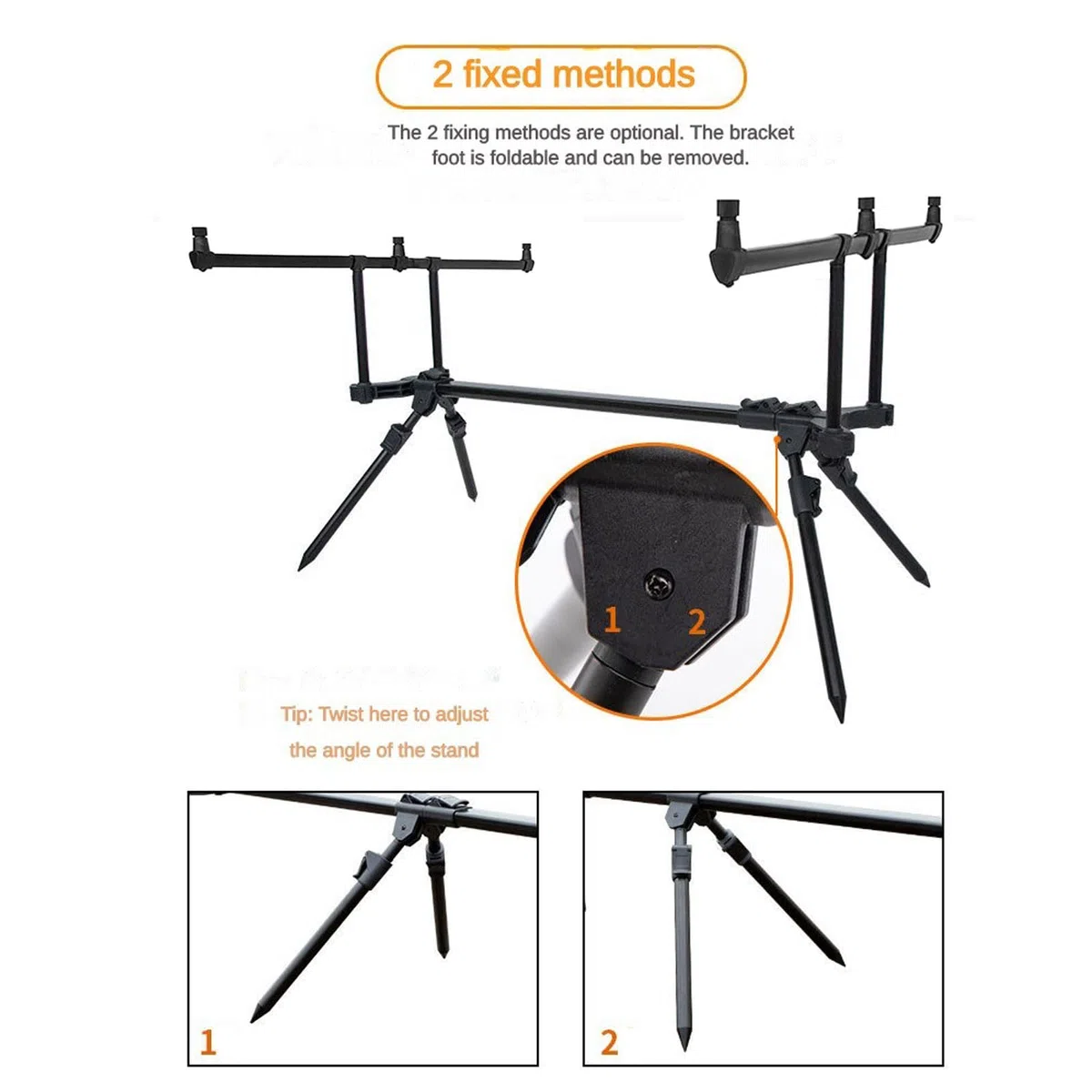 Tiandirenhe Supporto regolabile retrattile per canna da pesca alla carpa, supporto per canna da pesca con 3 allarmi di morso da pesca 3 pezzi per esche da pesca Swinger Set di accessori da pesca
