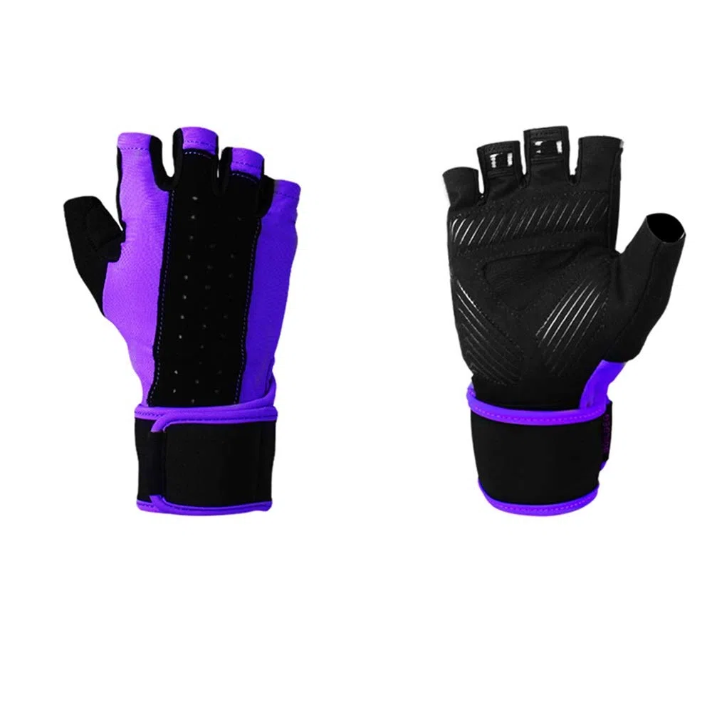 Guanti Antiscivolo per la Palestra Guanti da Palestra, Guanti da Cross Training, Guanti da Sollevamento Pesi Senza Dita(Purple,L)