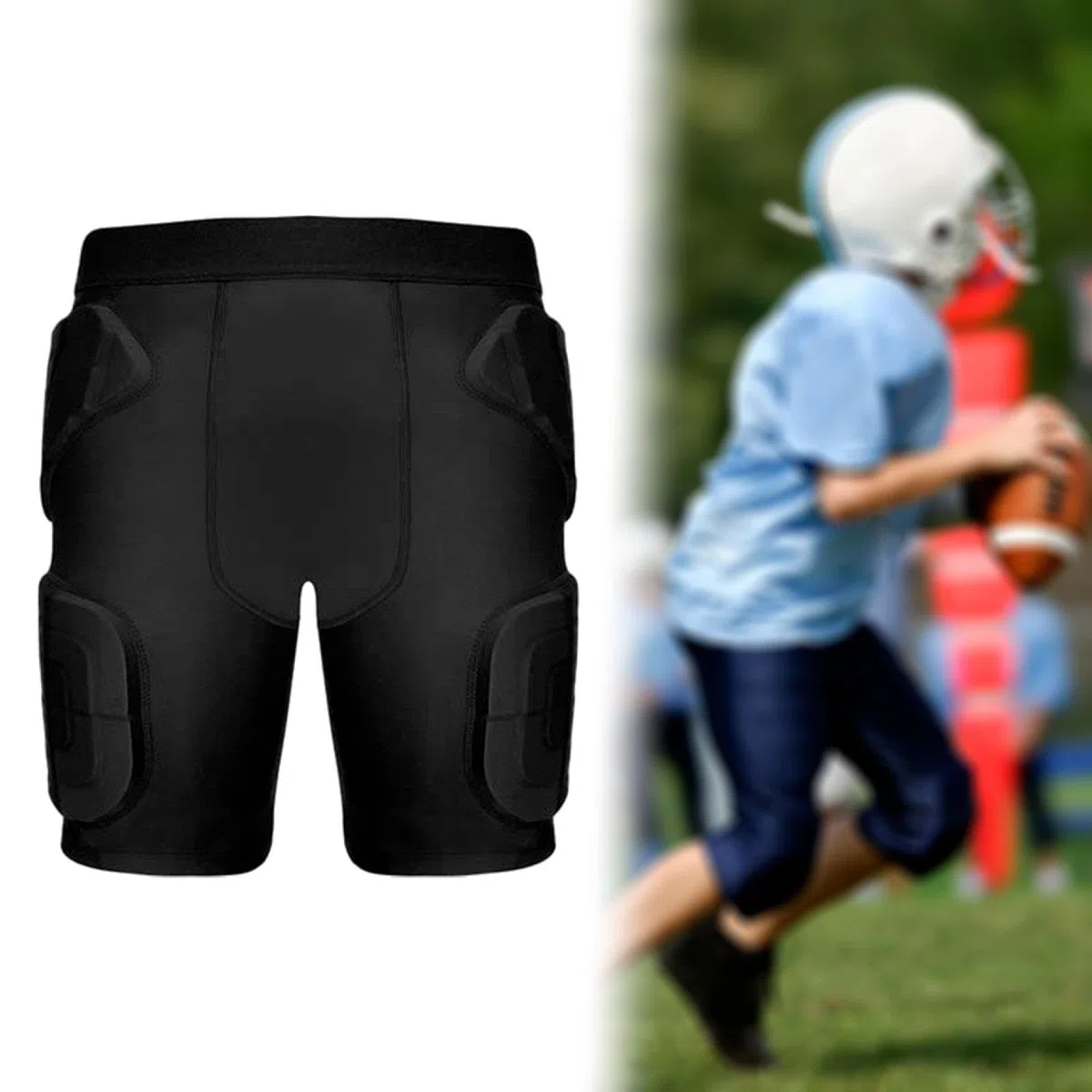 Pantaloni protettivi Imbottiti da Calcio, Cintura Multifunzionale in Tessuto Confortevole, Protezione dell'anca, Pantaloncini a Compressione per