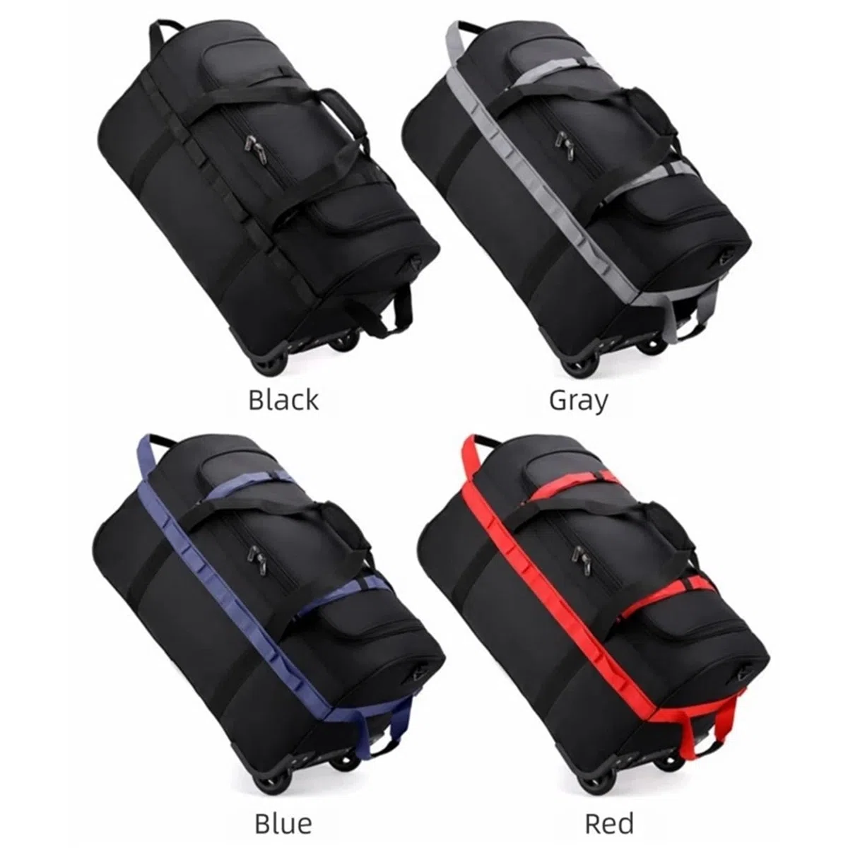 Borsone da Viaggio con Ruote Borsone con ruote resistente, pieghevole, impermeabile, con tracolla regolabile e tasche for viaggi e palestra(Red)