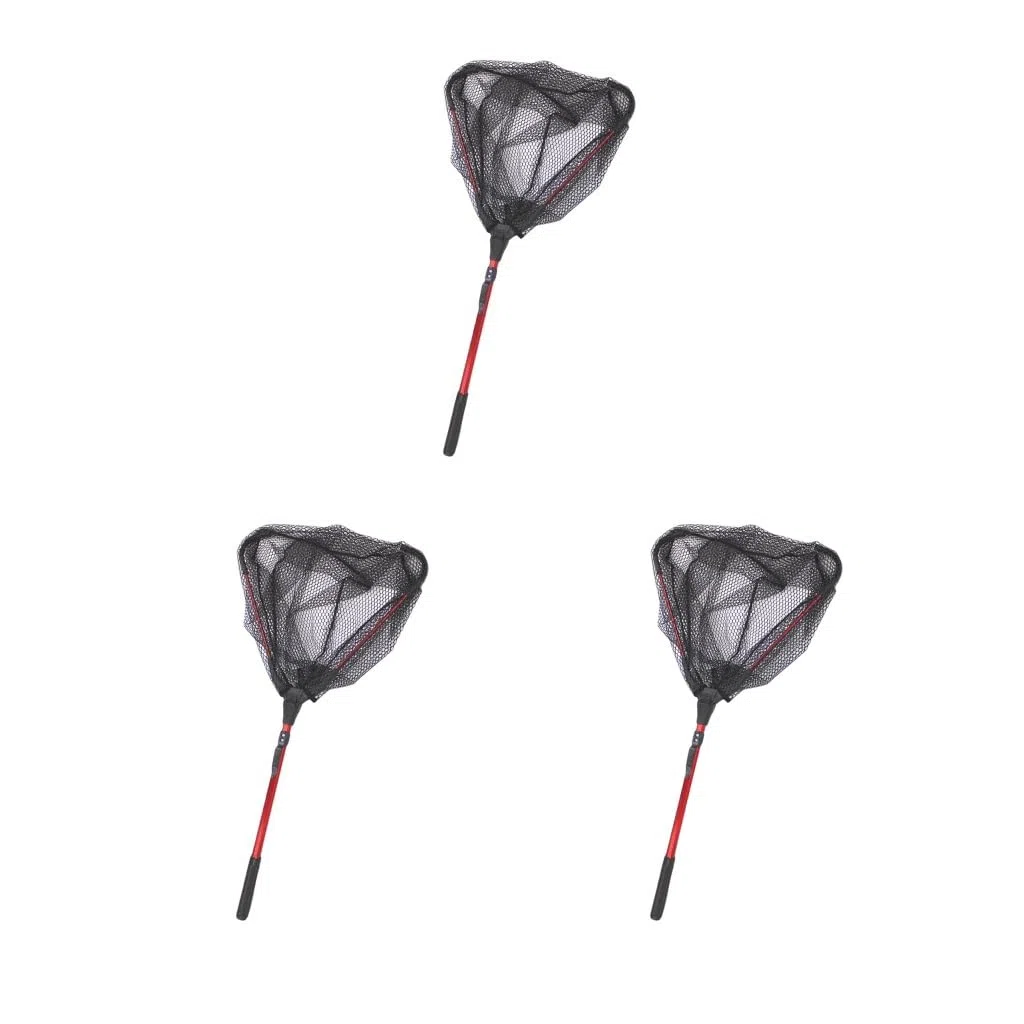 Retino da pesca pieghevole trilaterale Brail manico telescopico 80 cm