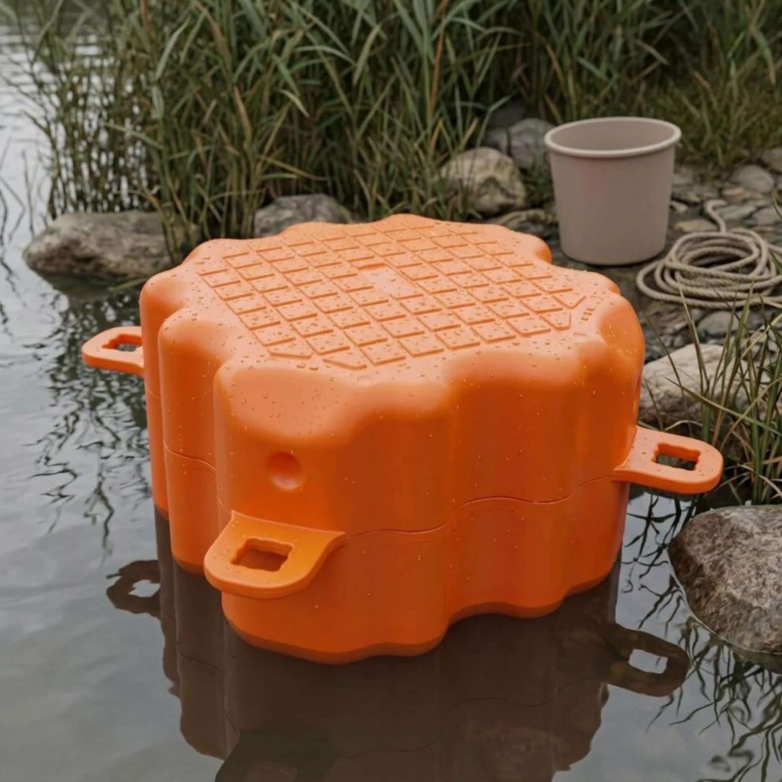 Molo Galleggiante Modulo Galleggiante Cubo Piattaforma Pontile in HDPE Struttura Modulabile con Attacchi Integrati Superficie Antiscivolo Durata