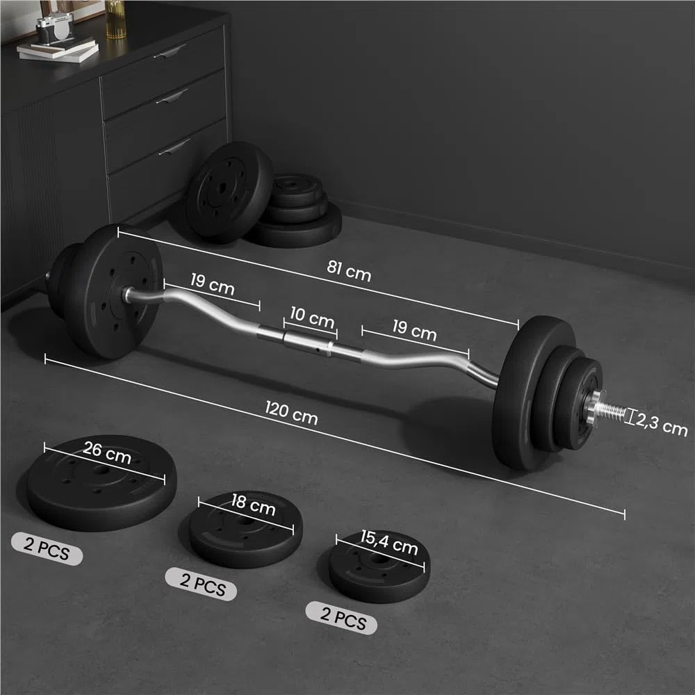 Yaheetech Set Manubri Pesi Sollevamento in Ferro Bilanciere con Piastre 2,5 kg/5kg per Bodybulding/Manubri/Bracciate/Squat Barra Curl