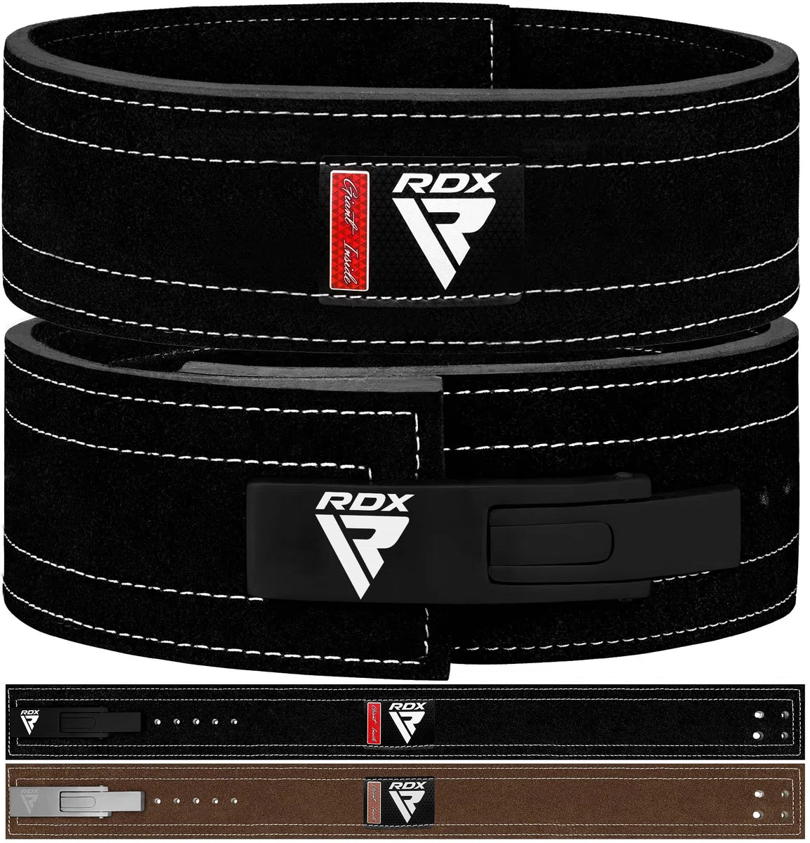 RDX 4” Cintura Palestra Sollevamento Pesi Powerlifting Pelle, 10mm Approvato da IPL USPA, 10 Regolabile Fori, Pesistica Leva Fibbia Belt per Bodybuilding Fitness Gym Allenamento Schiena Sostegno Uomo