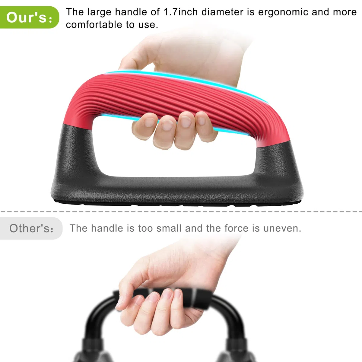 Kipika Barre per flessioni, supporti per flessioni, maniglie in plastica morbida antiscivolo, cuscinetto inferiore antiscivolo, attrezzatura per allenamento della forza, perfette per esercizi a