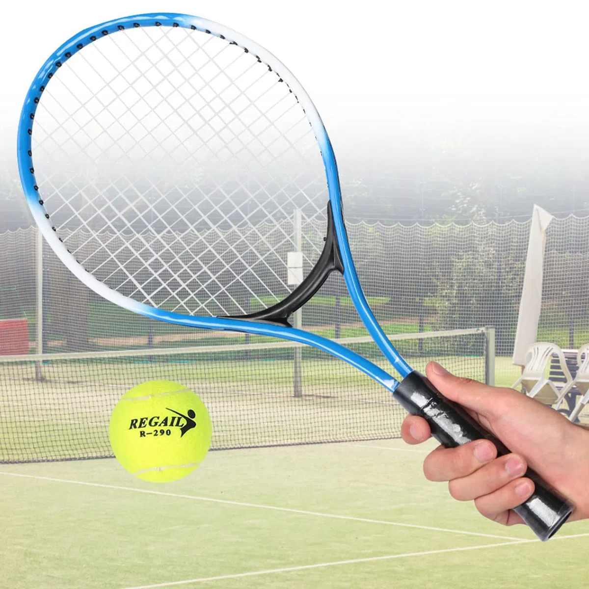 Qivine Racchetta da badminton, 2 racchette da tennis per bambini, con pallina da tennis, in lega da 21 pollici, per bambini con borsa