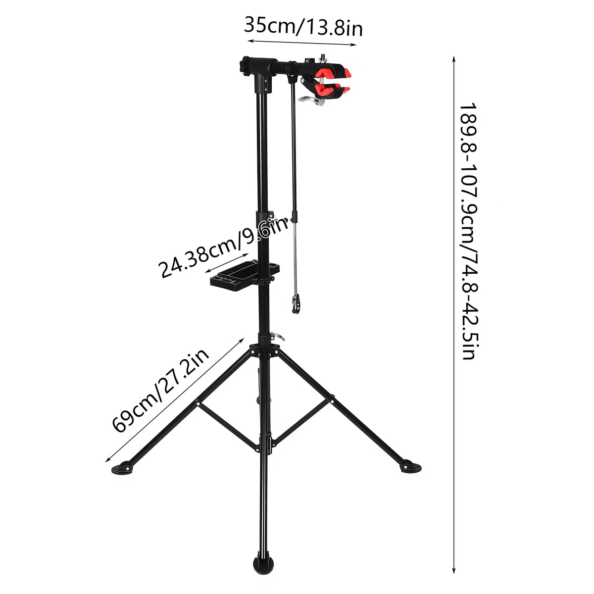 MccoMMon Supporto professionale per il montaggio della bicicletta, 50 kg, supporto per attrezzi, per e-bike, pieghevole, regolabile in altezza 108-190 cm