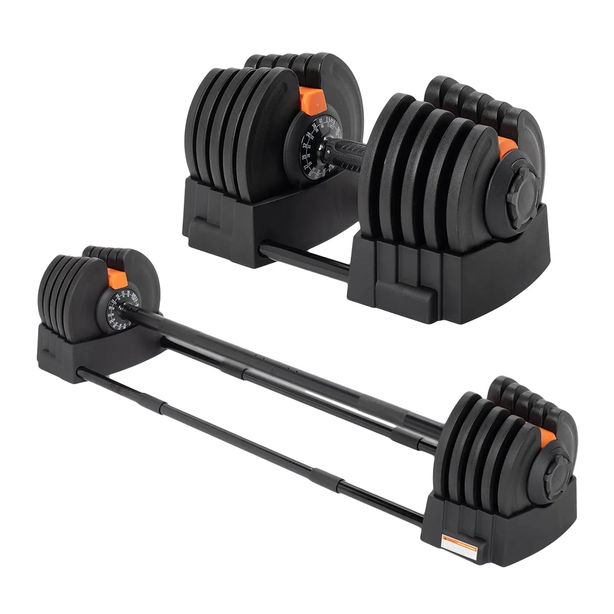TREXO Set di manubri corti e bilancieri regolabili 2 in 1, da 2 kg a 41 kg, ideale per allenamento di forza, fitness e costruzione muscolare, manubri e bilancieri regolabili, set in ferro con