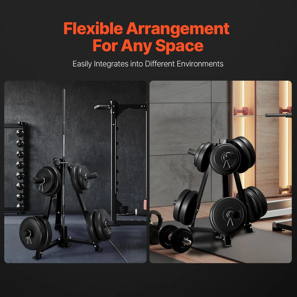 VEVOR Supporto per disco Pesi, Nero, Albero per disco Standard da 50,8 mm, Capacità di Carico 136 kg, Porta Pesi, Supporto per Bilanciere per Palestra Domestica