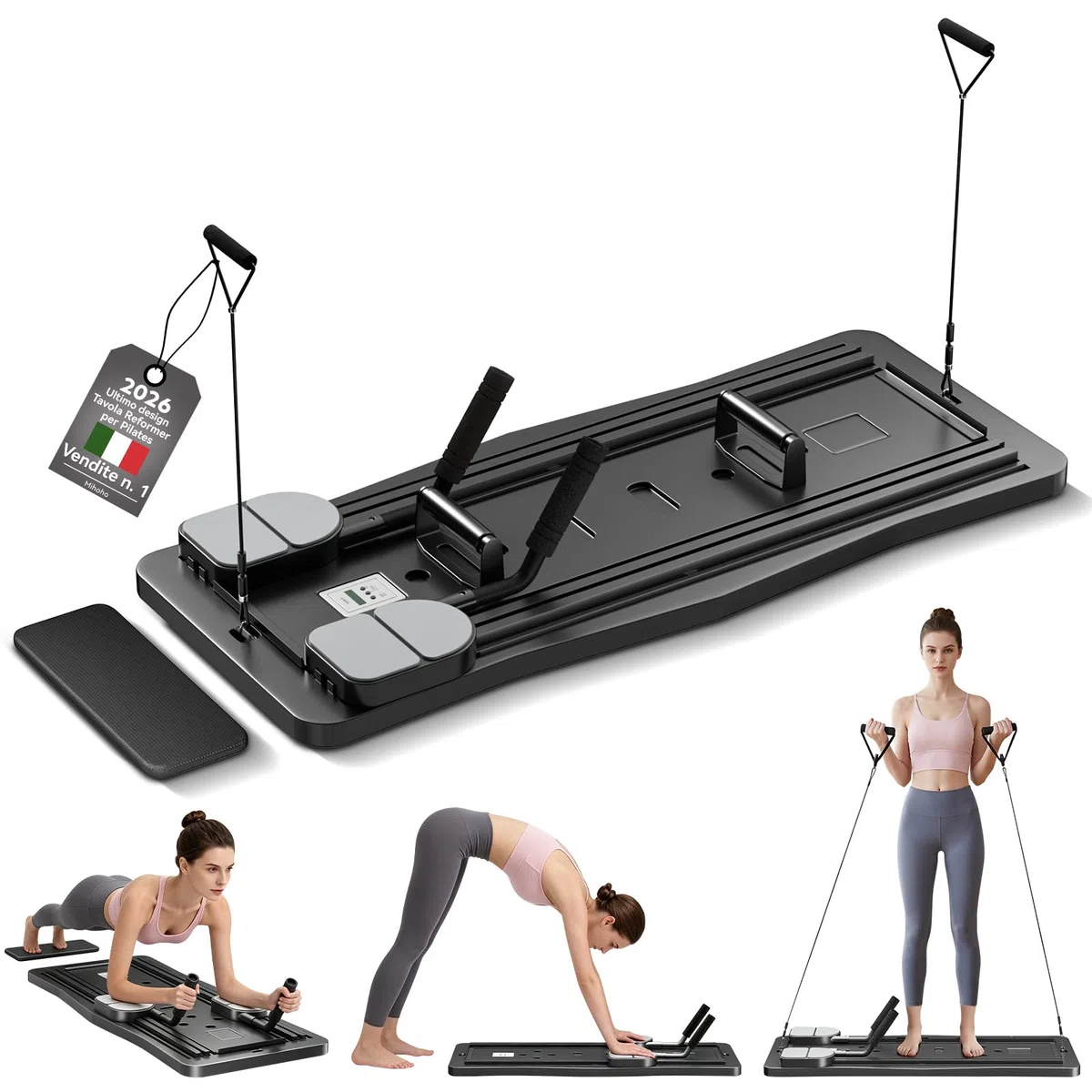 Pilates Reformer, Pilates Board Pieghevole,Macchina Pilates Portatile,Allenamento Completo del Corpo per Casa,Macchina per Esercizi Addominali Rimbalzo Automatico