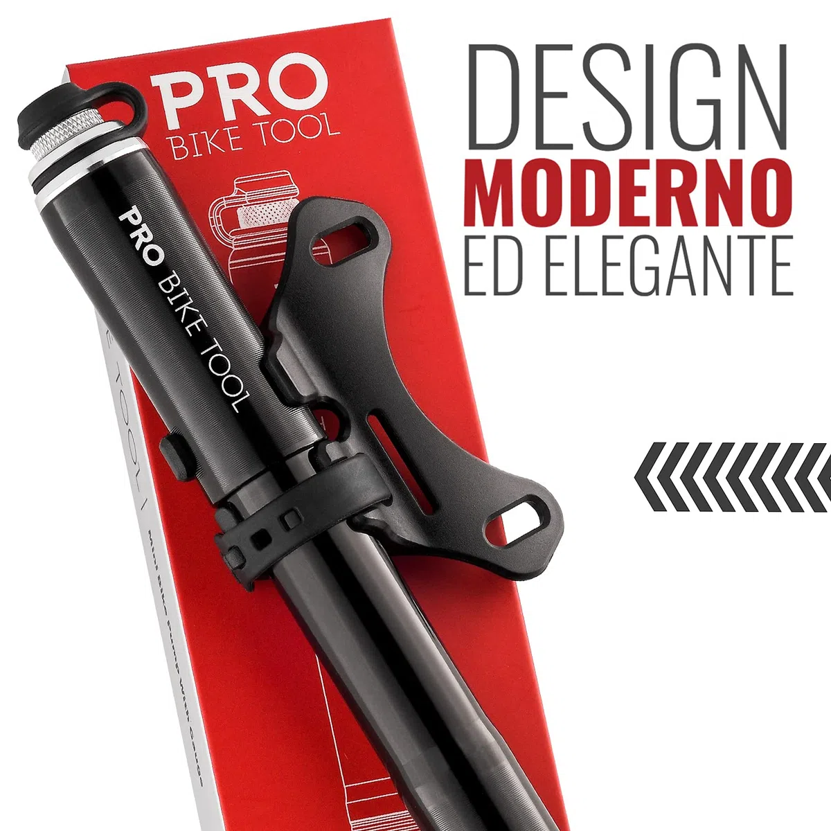 Pro-Bike Tool - Mini pompa per bici con manometro, adatta a Presta e Schrader, gonfiaggio accurato, kit di montaggio incl. - 100 PSI