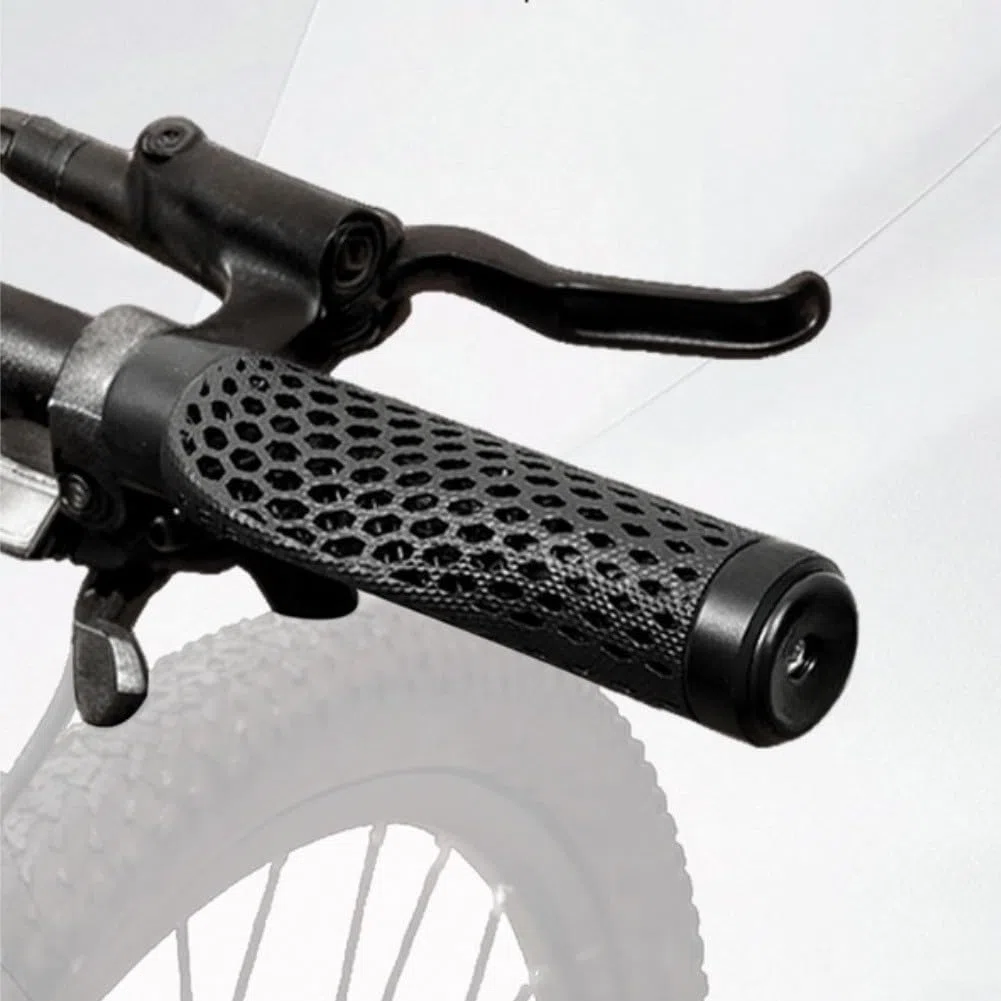 Manopole ergonomiche per manubrio di mountain bike, stampate in 3D, traspiranti, assorbenti, con anelli di bloccaggio, per barre di diametro 22,2 mm, confezione da 2, colore: nero