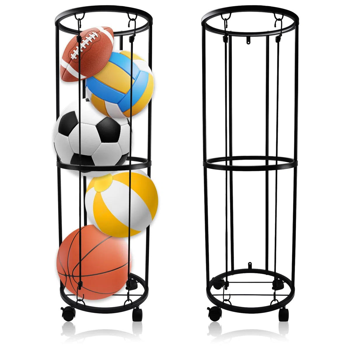 Organizzatore di palline, 101,6 x 33,5 cm, carrucole mobili sul fondo,porta palloni da calcio, per sale interne e palestre