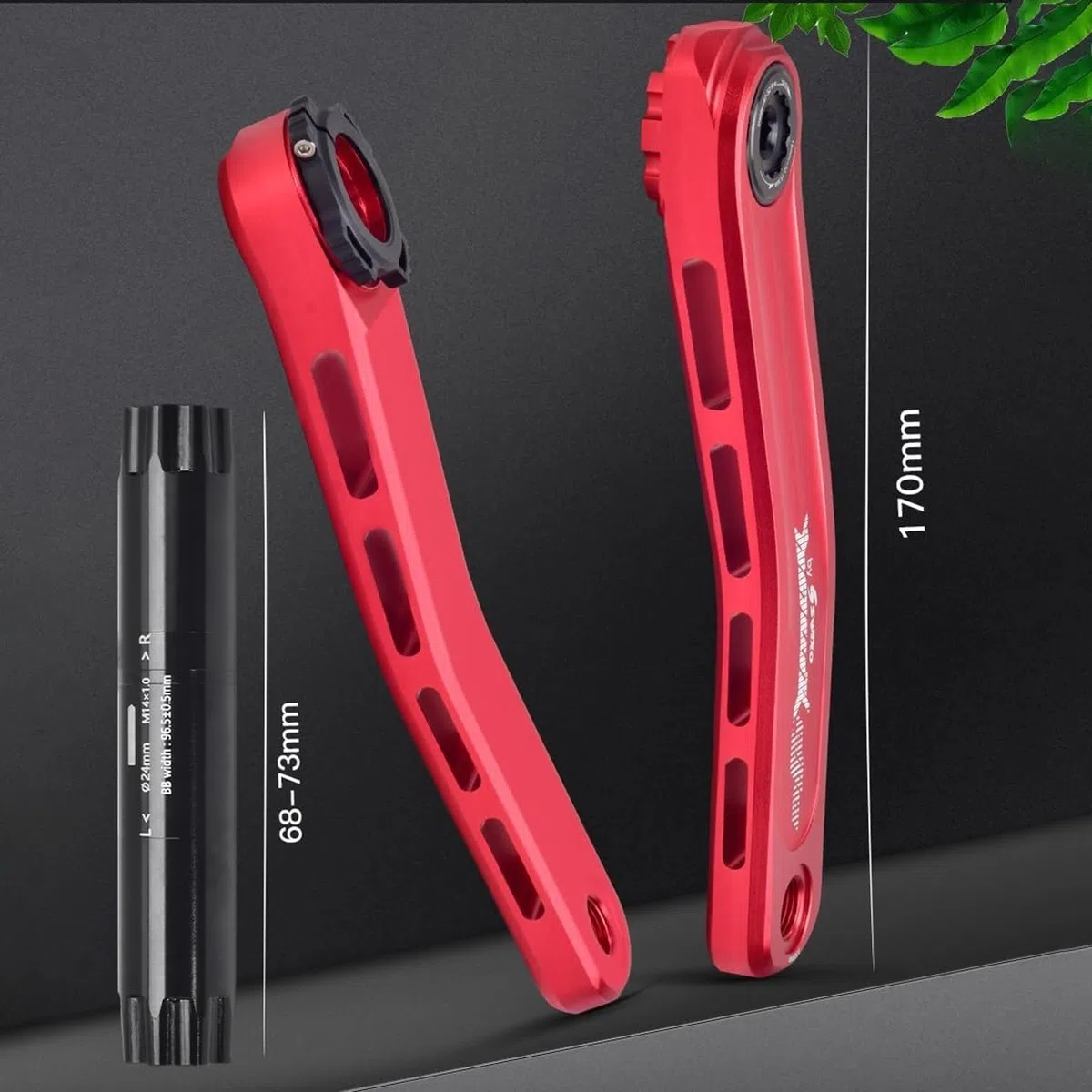 170 Mm Guarnitura Integrato Cavo MTB 30T/32T/34T/36T/38T Ingranaggio Singolo Lega di Alluminio Set di Pedivelle Bicicletta da Montagna con BB per 8-12 velocità(Red,30T)