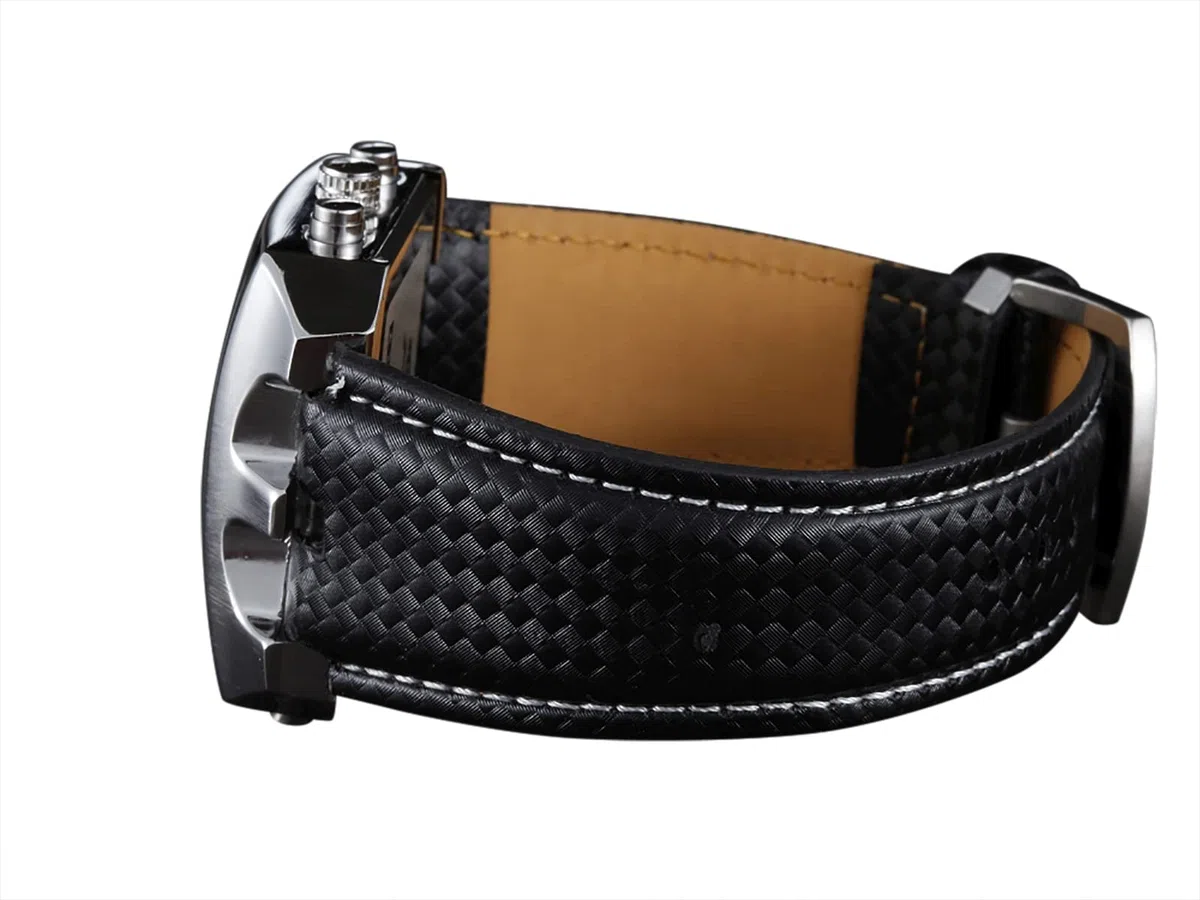 ShoppeWatch Orologio sportivo da arbitro da uomo, grande quadrante quadrato a LED, doppio fuso orario, analogico, digitale, con quadrante luminoso, cronometro, cinturino in pelle, per Hombre