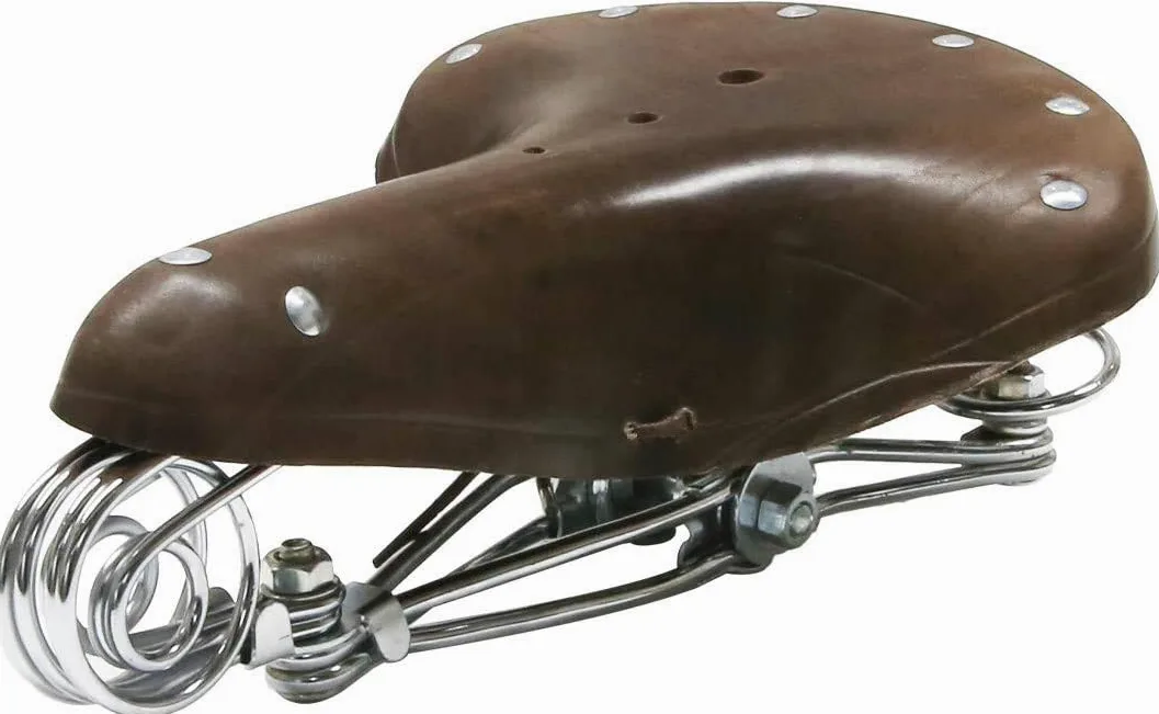 TentHome Sella per bicicletta in pelle vintage sella a molla elicoidale per uomo donna caffè