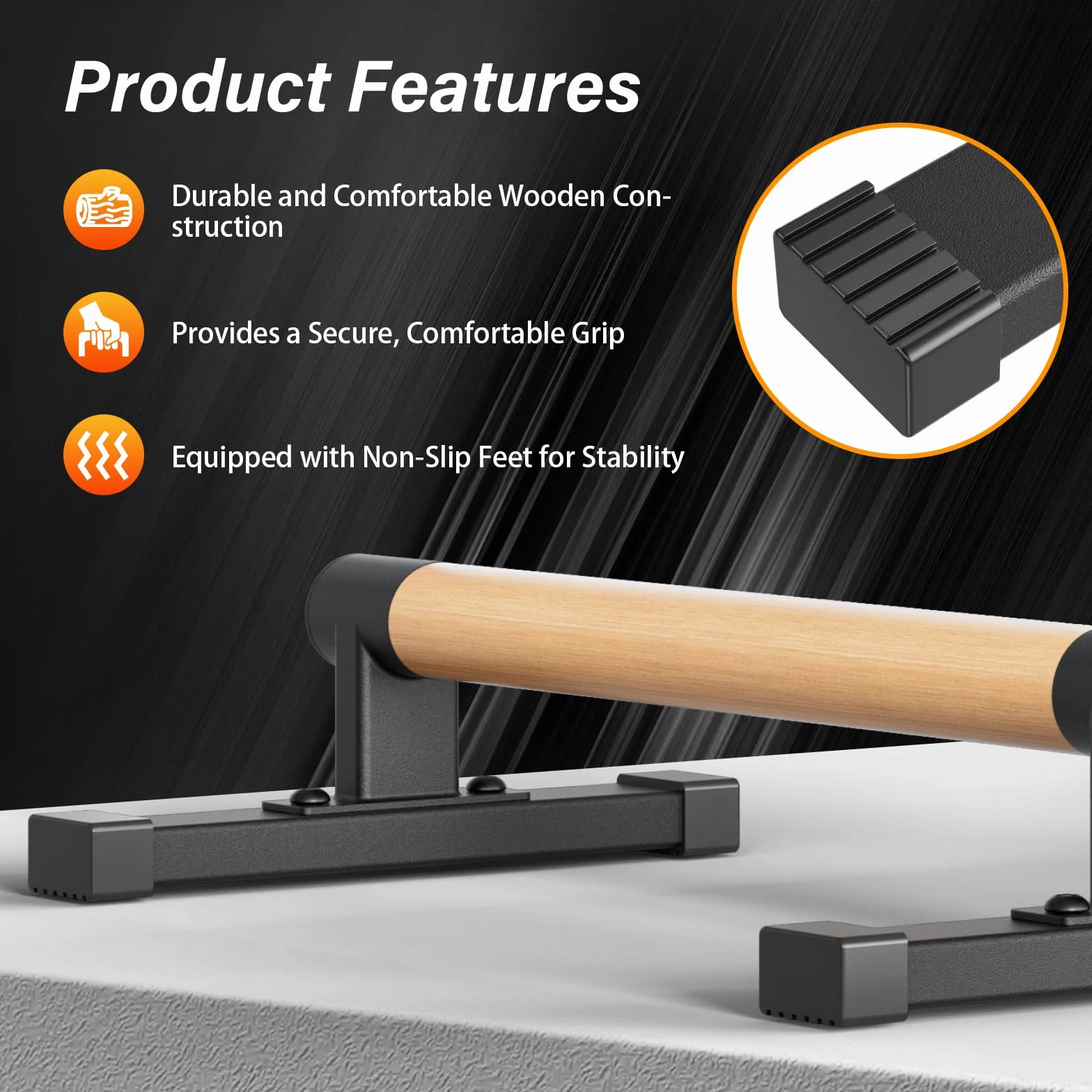 Parallettes con Maniglie Ibride in Legno, Parallettes Bars per Principianti ed Esperti, Barre Fitness Robuste per Flessioni, Dip e Stabilità del Core, Attrezzatura Portatile per Palestra/Casa