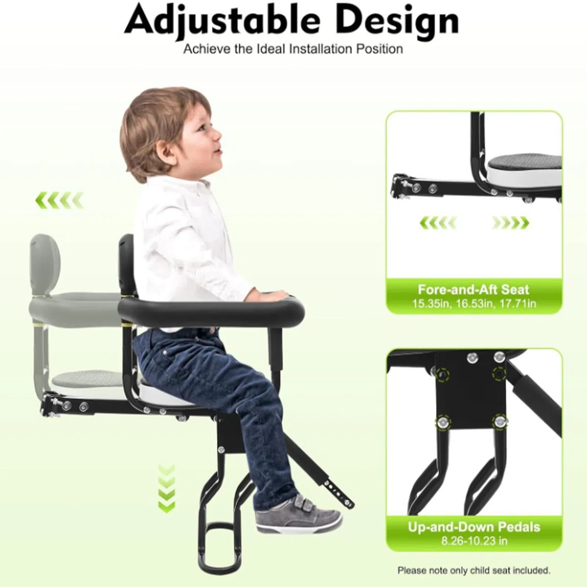 Attacco Seggiolino Bici Bambini Sgancio Rapido Regolabile | Seggiolino per Bambino Montato su Bicicletta per Scooter Montagna Strada Pieghevole Ciclismo Outdoor Viaggio Biking